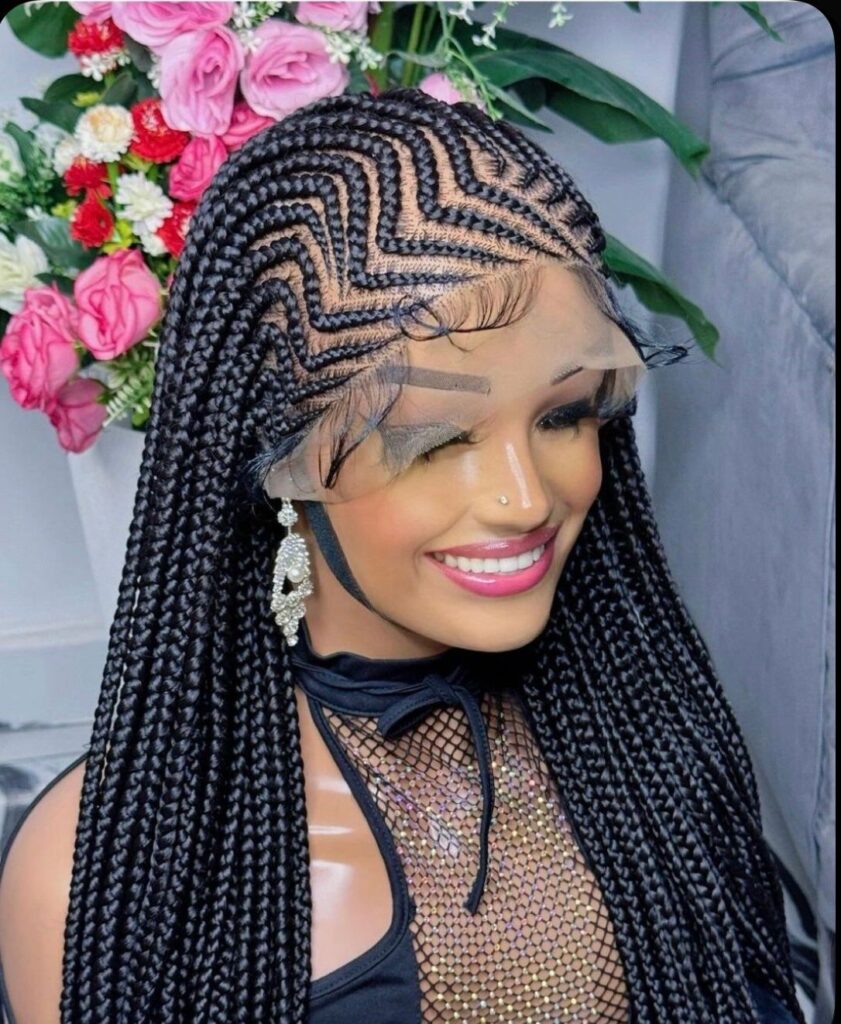 Full lace cornrow wig box braided wig